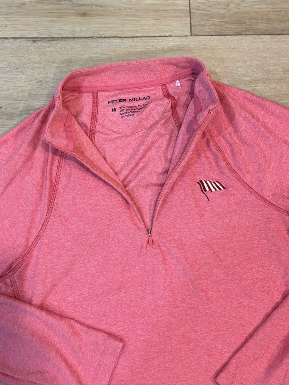 Peter Millar 1/4 Zip Womens medium m Pink boston Golf Club Performance top 100